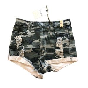 NWT Camo Denim Shorts